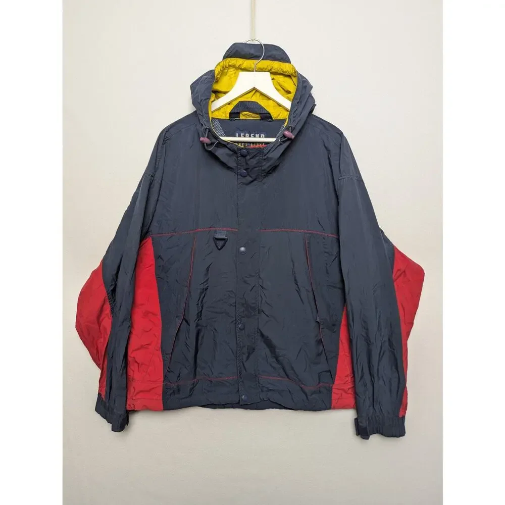 Vintage Legend Race Sport‎ Convertible Rain Jacket w/ Hood Size XL